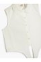 Crop Shirt with Front Tie Detail, Sleeveless, Embroidered Collar - 4
