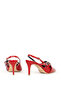 Women's Stiletto Pointed Toe Buckle Heel Shoes Sy 27258 Red - 3