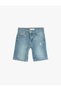 Cotton Destroyed Denim Shorts - Skinny Jeans, Adjustable Waist Elastic and Pocket - 4