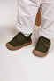 Wide Single Velcro Anatomical Baby Boy Shoes with Plush Fur Inside, Khaki - 2