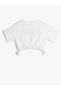 Crop Oversize T-Shirt Short Sleeve Elastic Waist Cotton - 2