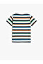 Striped T-Shirt Short Sleeve Crew Neck Cotton - 2