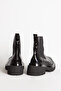 Women's Thick-Soled, Stretchy Side-Strap Chelsea Boots, Genuine Leather 88150 Patent leather Leather Black - 3