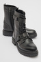 Women's Thick Sole Belt Detailed Casual Boots Real Leather Br 66164 Black - 2
