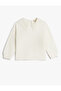 Sweatshirt Lace Wide Collar Detailed Soft Textured Long Sleeve