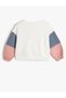 College Printed Sweatshirt Color Blocked Crew Neck Raised - 5