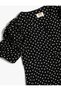 Polka Dot Dress Balloon Sleeves Button Closure Viscose Fabric - 3