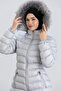 Women's Long Gray Puffer Coat - 5