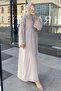 Stone-Embellished Abaya Beige - 4