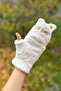 Premium Plush Gloves with Cute Cat Design and Fur Cover Buttons Inside - 6
