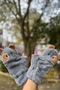 Ratatuy Design Inside Fleece Button Detailed Plush Special Design Gloves with Cover Compatible with Touchscreen - 2