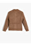 Knitted Cardigan Button Closure Long Sleeve Round Stand Collar - 2