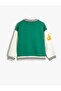 Bomber College Jacket with Applique Detail and Round Neck with Pockets - 2