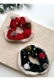 Corduroy Fabric Pearls and Pompom Bagel Buckle - 3
