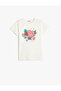 Short Sleeve T-Shirt Heart Glitter Crew Neck Cotton