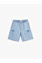 Cargo Denim Shorts with Flap Pockets and Elastic Waist Cotton - 3