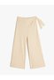 Pants with Double Breasted Closure, Wide Legs and Belt Detail