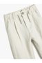 Basic Trousers with Pockets, Tie Waist, Viscose Fabric - 5