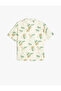 Leaf Patterned Short Sleeve Shirt with Pockets - 2