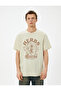 College Printed T-Shirt Crew Neck Short Sleeve Cotton - 3