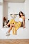 Women's Yellow Floral Patterned Slit Midi Skirt Dm2014 - 5