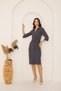 Women's Anthracite Short-Sleeved Shirred Shirt Dress Dm1039 - 7