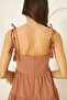 Women's Camel Strap Beaded Tassel Skirt Flounced Mini Dress Dm1038 - 4