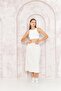 Women's Ecru Parachute Skirt Midi Pocket Detailed Elastic Waist with Stopper Dm2036 - 3