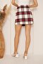 Women's Red Plaid Mini Skirt with Buckle Detail Dm2029 - 5