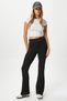 Women's Eden Waist Ribbed Spanish Leg Black Sweatpants - 2