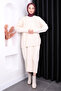 Cream One Shoulder Sweater Knitwear Dress - 2