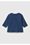 Baby Navy Blue Front Water Based Fluffy Printed Long Sleeve T-Shirt - 2