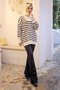 Cream Collar Zippered Striped Knitwear Sweater - 5