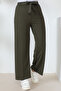 Khaki High Waist Wide Leg Trousers - 2