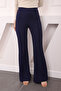 Navy Blue High Waist Turf Spanish Trousers - 2