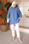 Indigo Bat Sleeve Slit Tunic - 4