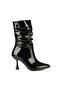 Women's Zipper Detail Pointed Toe Thin Heel Boots