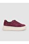 100% Genuine Leather Burgundy Suede Lace-Up Women's Sneakers