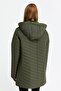 Women's Hooded Diagonal Striped Araboy Quilted Coat Khaki - 7