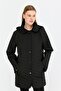 Women's Hooded Diagonal Striped Araboy Quilted Coat Black