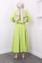 Green Crop Jacket and Flared Skirt Set - 5