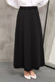 Black Long Scuba Flared Skirt