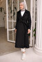 Black Double-breasted Collar Lined Coat - 2