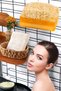 Set of 2 Natural Pumpkin Fiber Goat Milk Lemon Soap Hand Face Drying Towels - 2