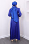Cobalt Blue Satin Evening Dress with Side Detail - 5