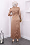 Mink Satin Taupe color Dress with Stone Embellished - 5