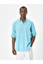 4sam60054hw 681 Turquoise Men's Cotton Woven Long Sleeve Shirt - 2