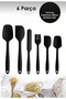 Heat Resistant Fireproof Nonstick Silicone Spatula Set 6 Pieces Black