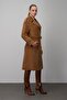 Angora Look Coat with Snap Closure Epaulettes and Chain Accessories Taba 3074 - 6