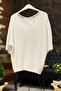 V-Neck Thessaloniki Knit Mercerized Loose Oversize Blouse - 2